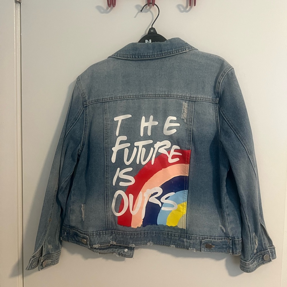 “The future is ours” Jean jacket girls size xl